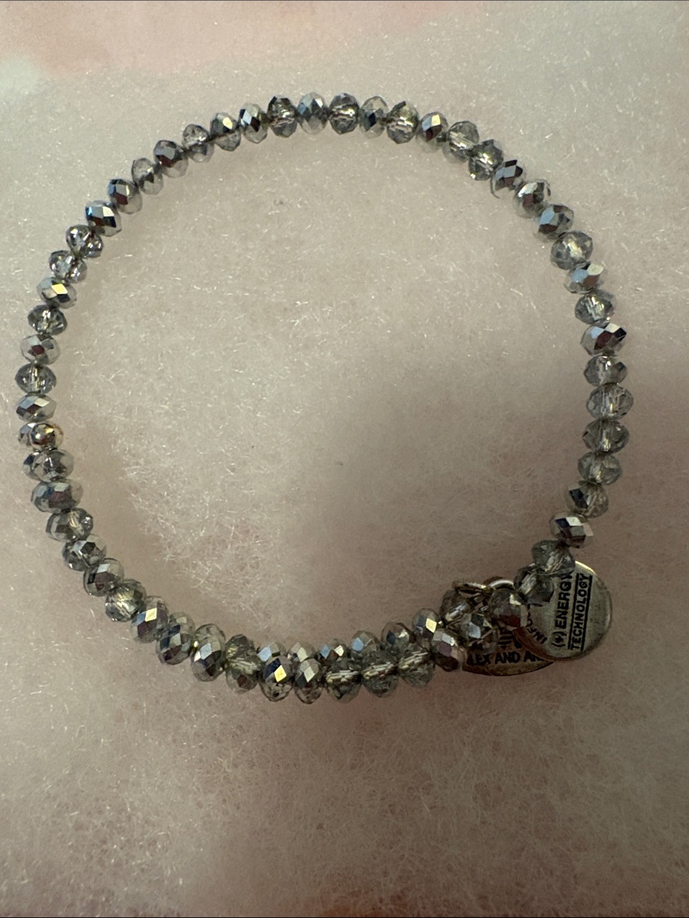 Alex and Ani Silver Faceted Crystal Stretch Bracelet